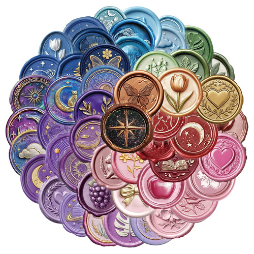 50PCS Fire Paint Seal Retro Ins Style PET Transparent Material Sticker
