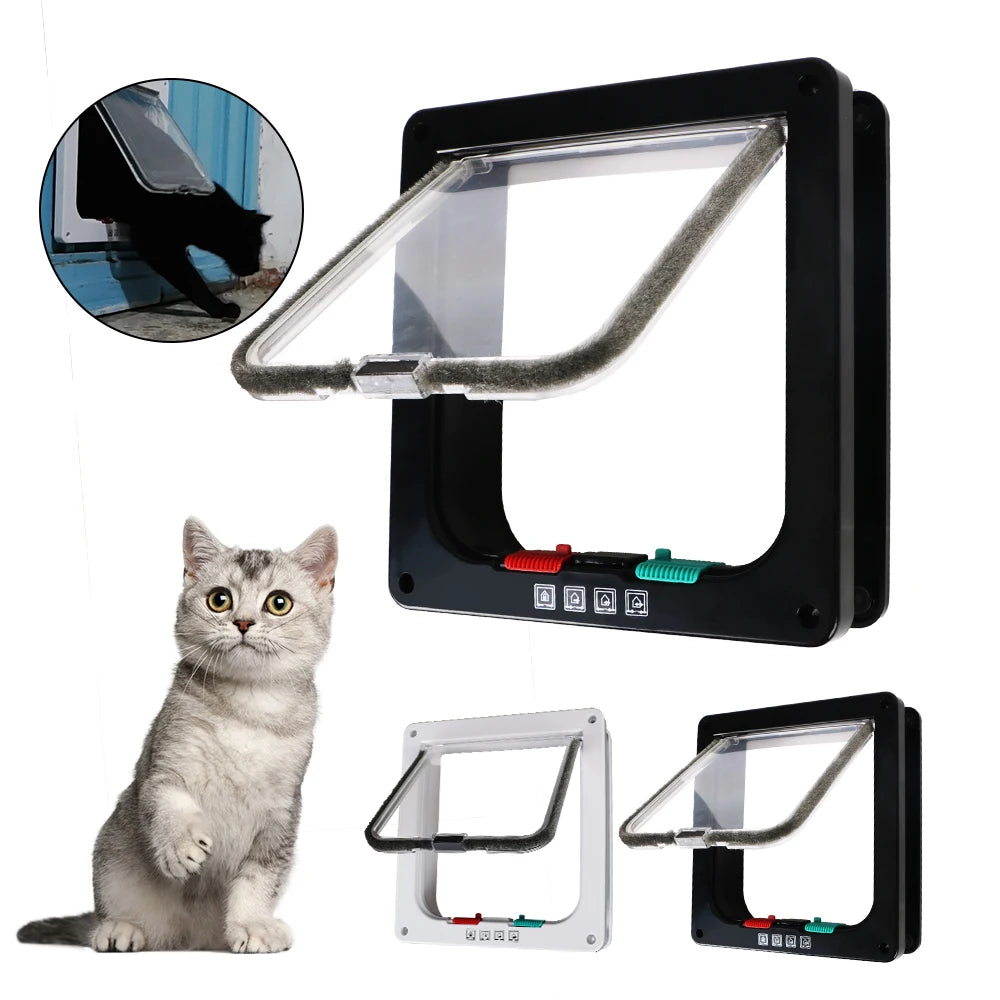 For Dog Cat Kitten ABS Plastic Dog Cat Flap Door With 4 Way Lock