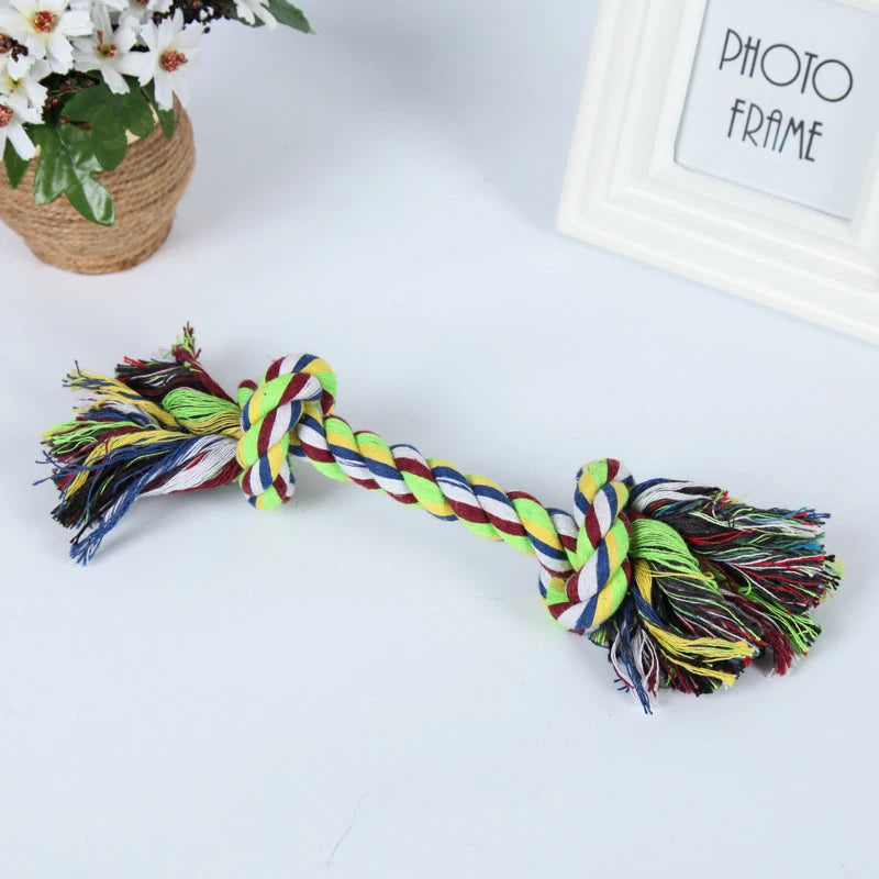 Random Color Pet Dog Toy Bite Rope Double Knot Cotton Rope Funny Cat