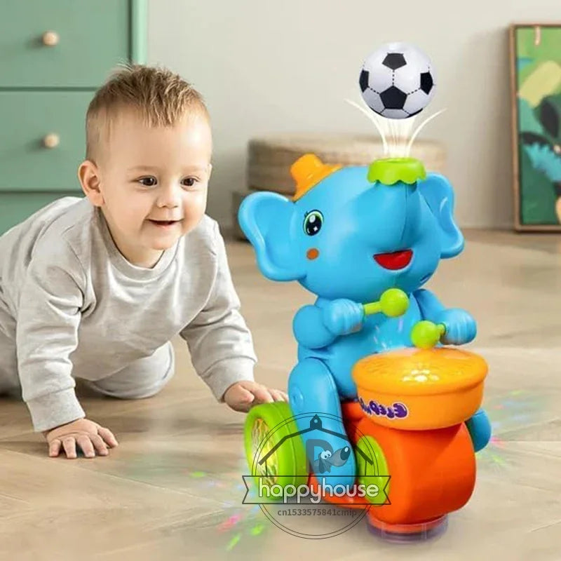 Musical Walking Elephant Drummer Toys for  Kid Musical Toy with LED