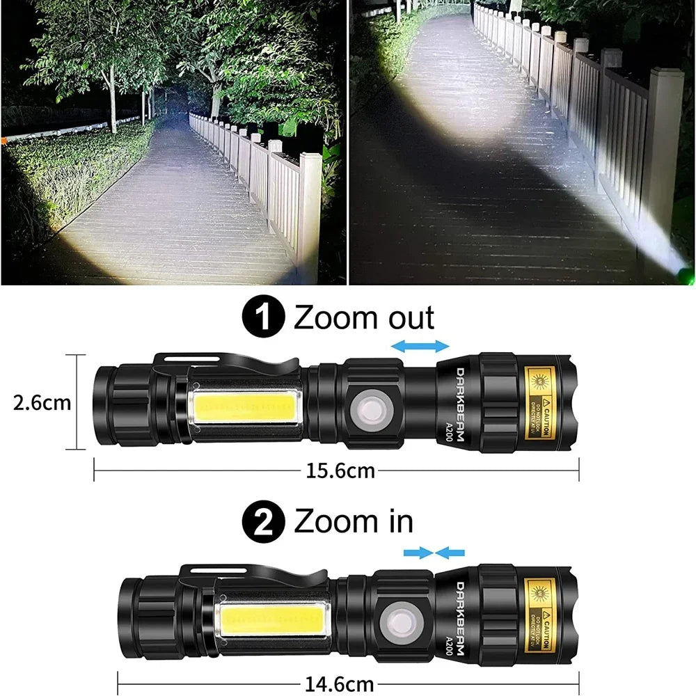 UV Light & Strong Light Flashlight USB Rechargeable Camping Lantern