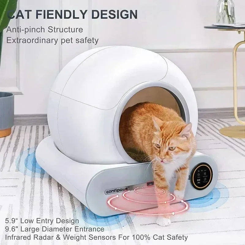 65L Automatic Intelligent Cat Litter Pan Self Cleaning Fully Closed