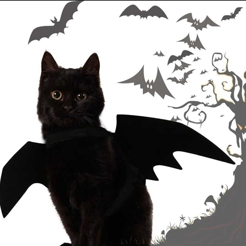 Halloween Cute Pet Clothes Black Bat Wings Harness Costume Cosplay Cat