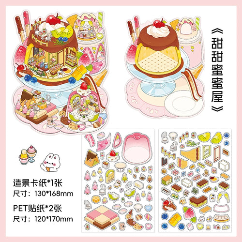 Dessert House 3D Visual Pocket House Scene Stickers Landscape Stickers