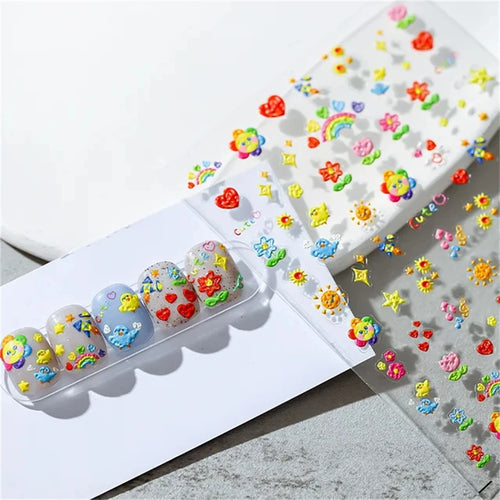 Japanese Vintage Red & Blue Rose Flower Laser Gold Silver Nail