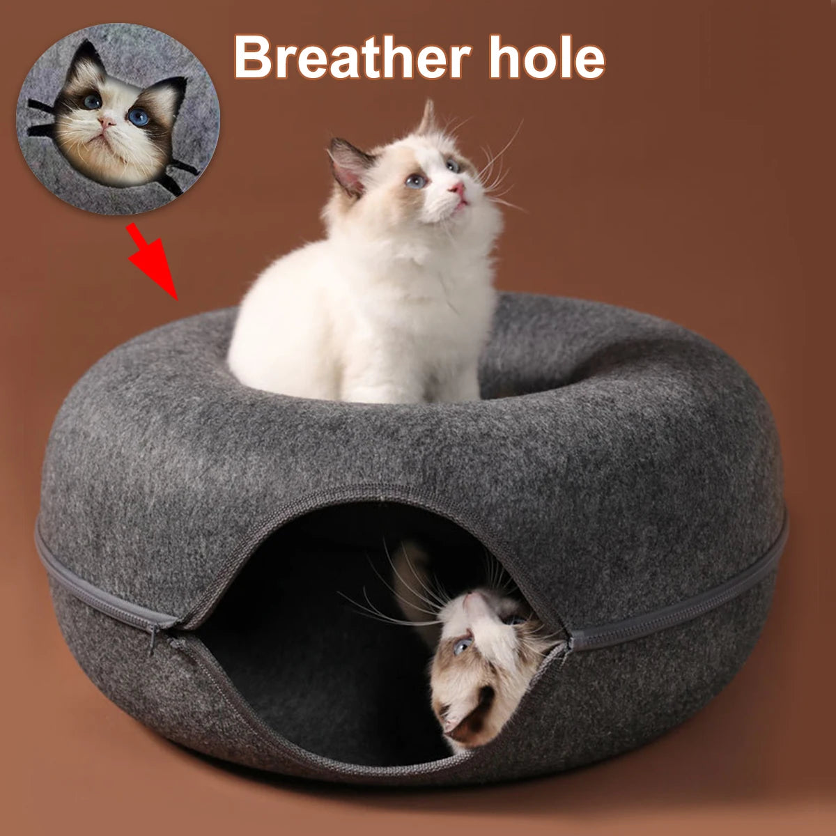 Interactive Round Small Cat Tunnel Nest Felt Kittens Bed House