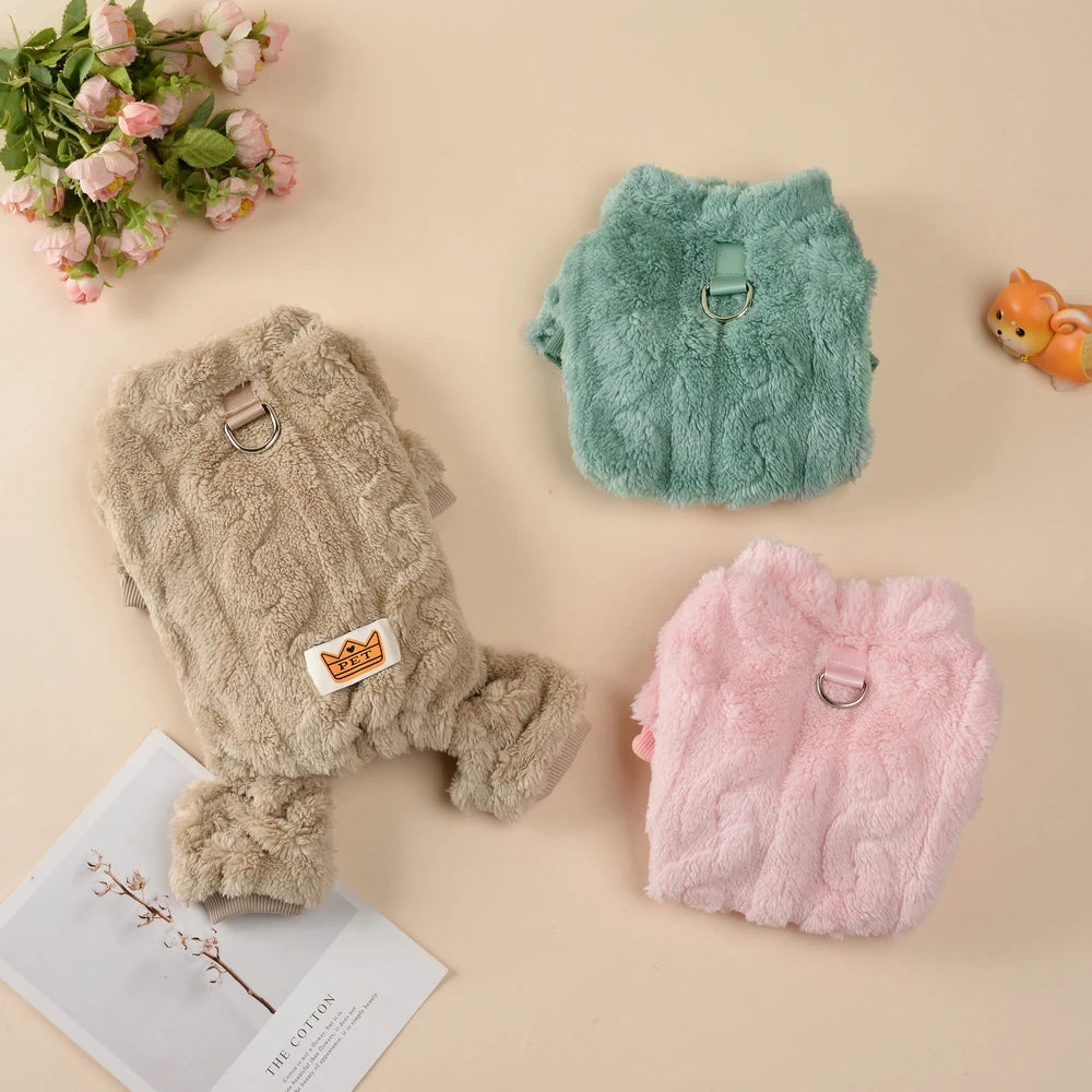 Pet Dog Clothes Cozy Soft Fleece Puppy Cat Jumpsuit For Small Medium