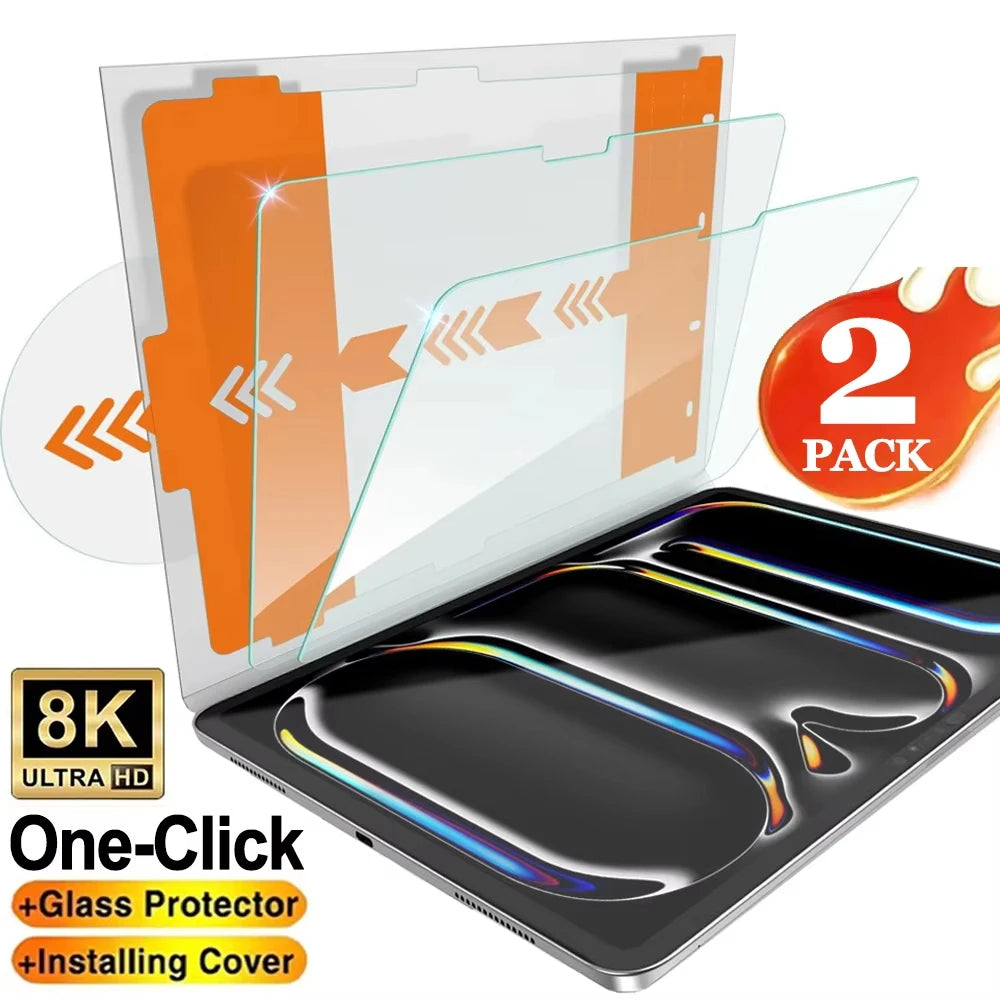 2pcs Easy to Install HD Tempered Glass Screen Protector For iPad Pro