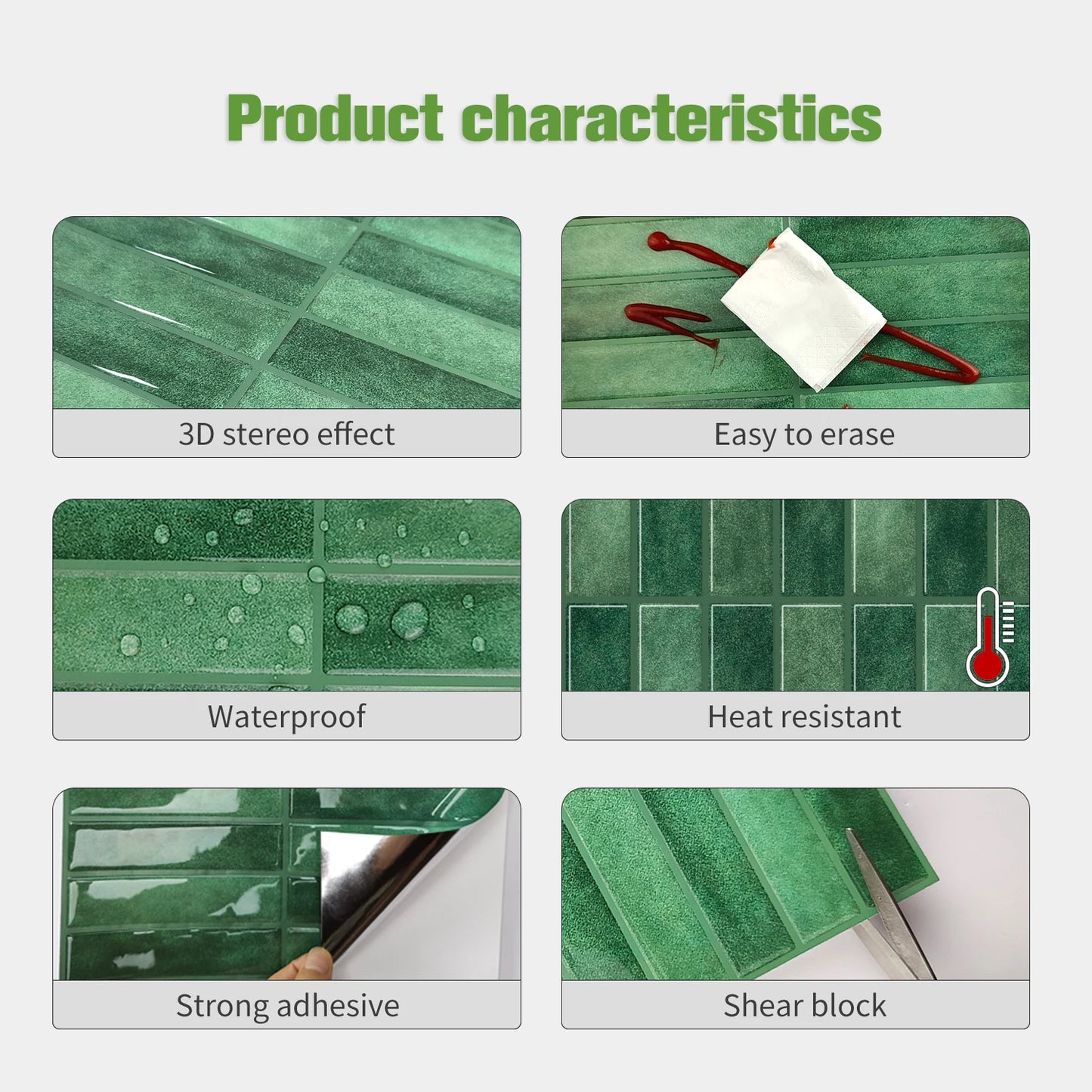 10 Sheets Peel and Stick Tiles 3D Waterproof Wall Tiles for Living