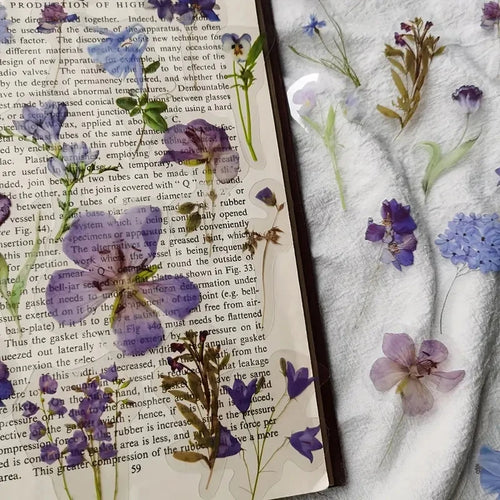 JIANQI 40Pcs Natural plants Flower Stickers DIY scrapbook PET Material