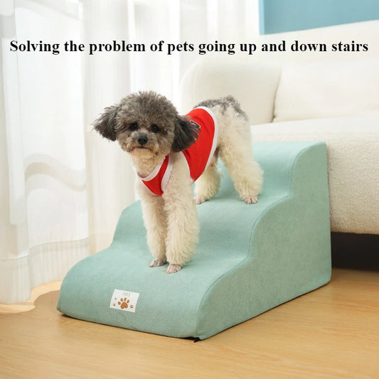 Pet 2/3 Step Stair Dog/Cat Ramp Ladder Memory Foam Sponge Dogs Sofa