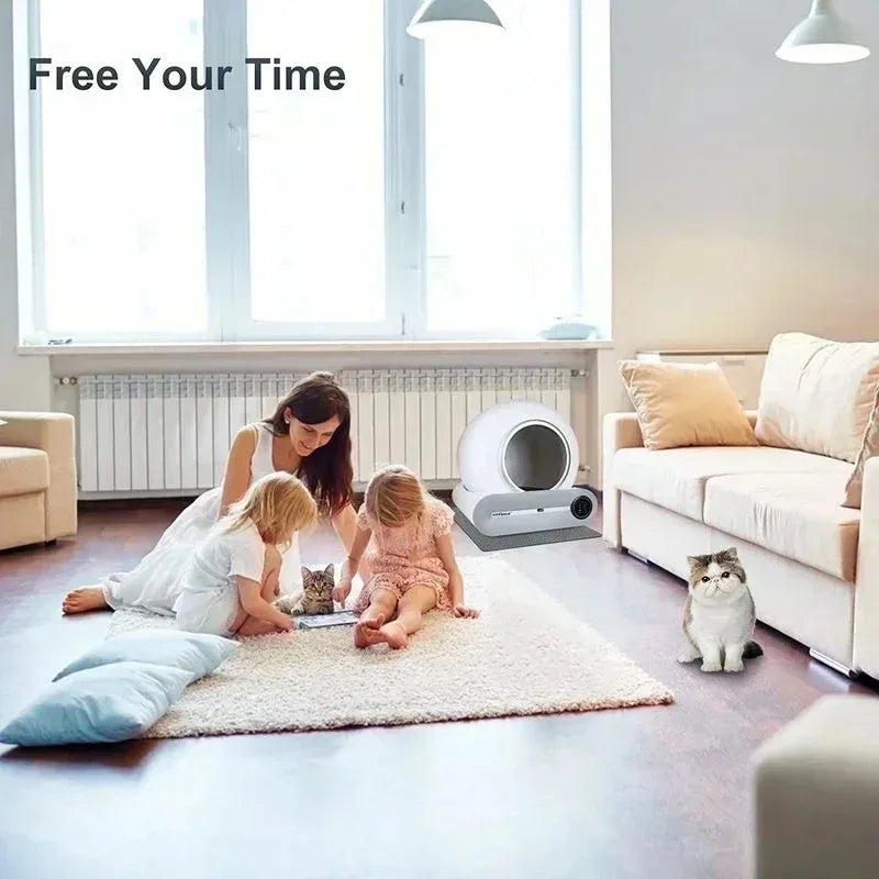 65L Automatic Intelligent Cat Litter Pan Self Cleaning Fully Closed