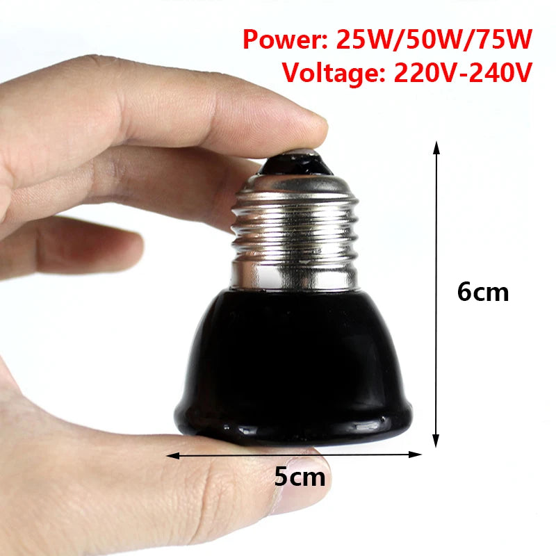 1PC Ceramic Emitter Heat Light Mini Black Pet Heating Lamp Bulb 25/50/