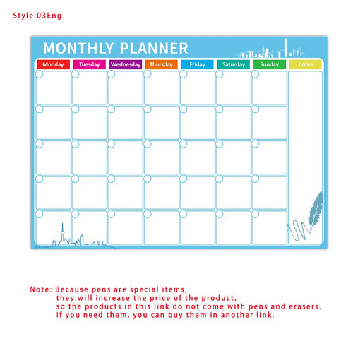 A3 Size Magnetic Weekly &monthly Planner Dry Erase Calendar Fridge