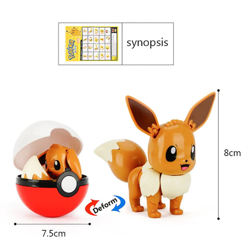 18 Styles Pokemon Anime Deformation Figures Pikachu Eevee Mewtwo
