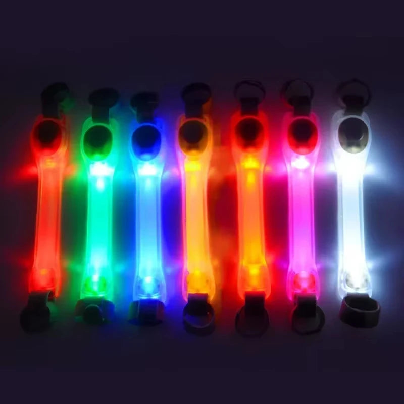 Night running pet dog safety harness collar for preventing loss.