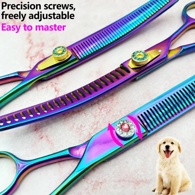 7 inch Dog Hair Trimming Scissors,Pet Grooming Curved Scissors ,Dog