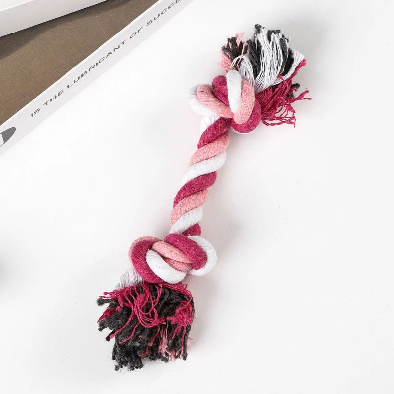 Random Color Pet Dog Toy Bite Rope Double Knot Cotton Rope Funny Cat