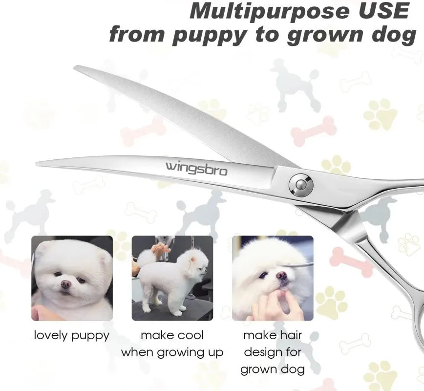 7.5" Curved Dog Grooming Scissors , Professional Pet Curved Scissors