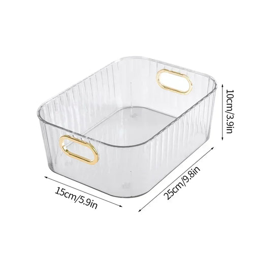 1pc Nordic Luxury PET Acrylic Storage Box with Handles – Transparent