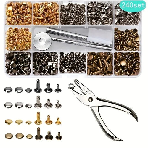 Metal Double Cap Rivets Studs Round Rivet for DIY Leather Craft Bag