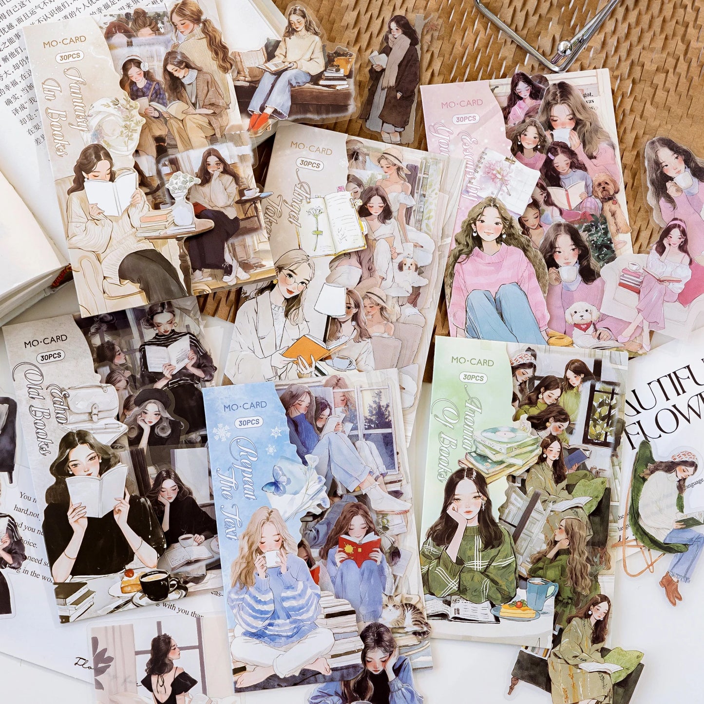 30pcs/pack artistic girl creative character PET sticker bag Collage