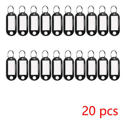 100 PCS KeyChain Labelable Plastic DIY Name Ring for Baggage Paper