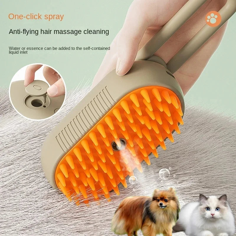 Steamy Dog Brush Electric Spray Cat Hair Brush 3 in1 Dog Steamer Brush