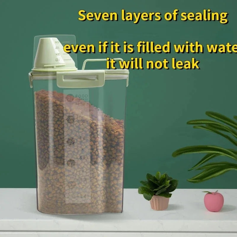 Pet Food Storage Container with Measuring Cup Handle Airtight