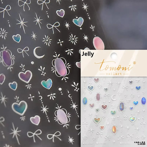 1pcs 5D Relief Kawaii Colorful Star Nail Art Stickers Multi Macaron