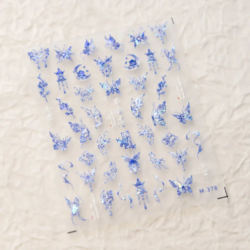 1Pcs 5D Embossed Aurora Butterfly Nail Art Stickers Self Adhesive