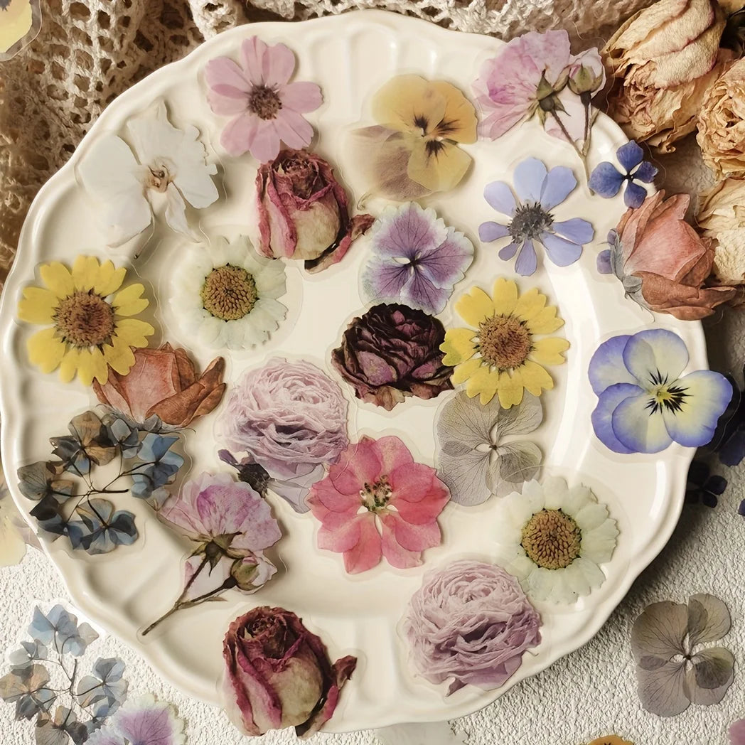 40 pcs Rose Plant PET Stickers Flowers And Leaf Scrapbook Deco Sticker