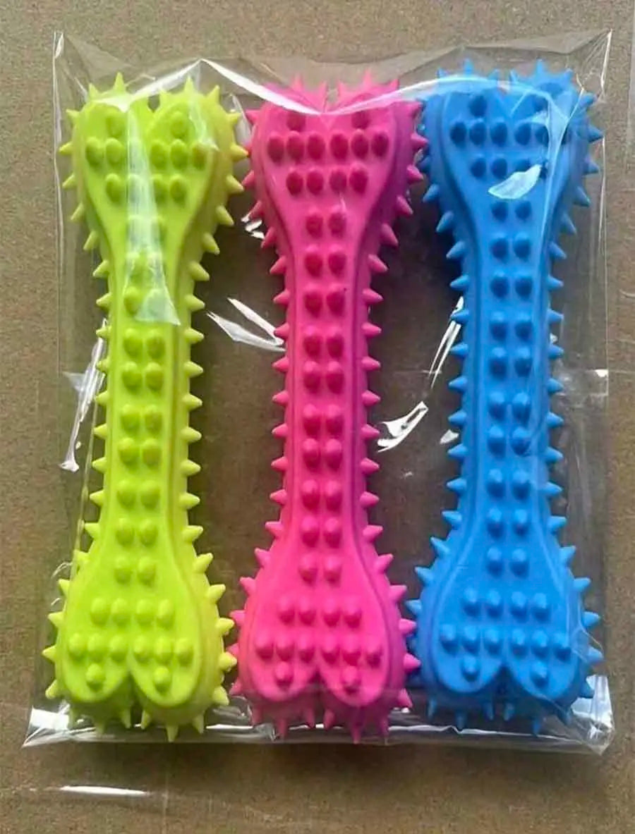 1/3pcs Pet Bone Shape Teeth Chew Toy Soft Rubber Bite-resistance