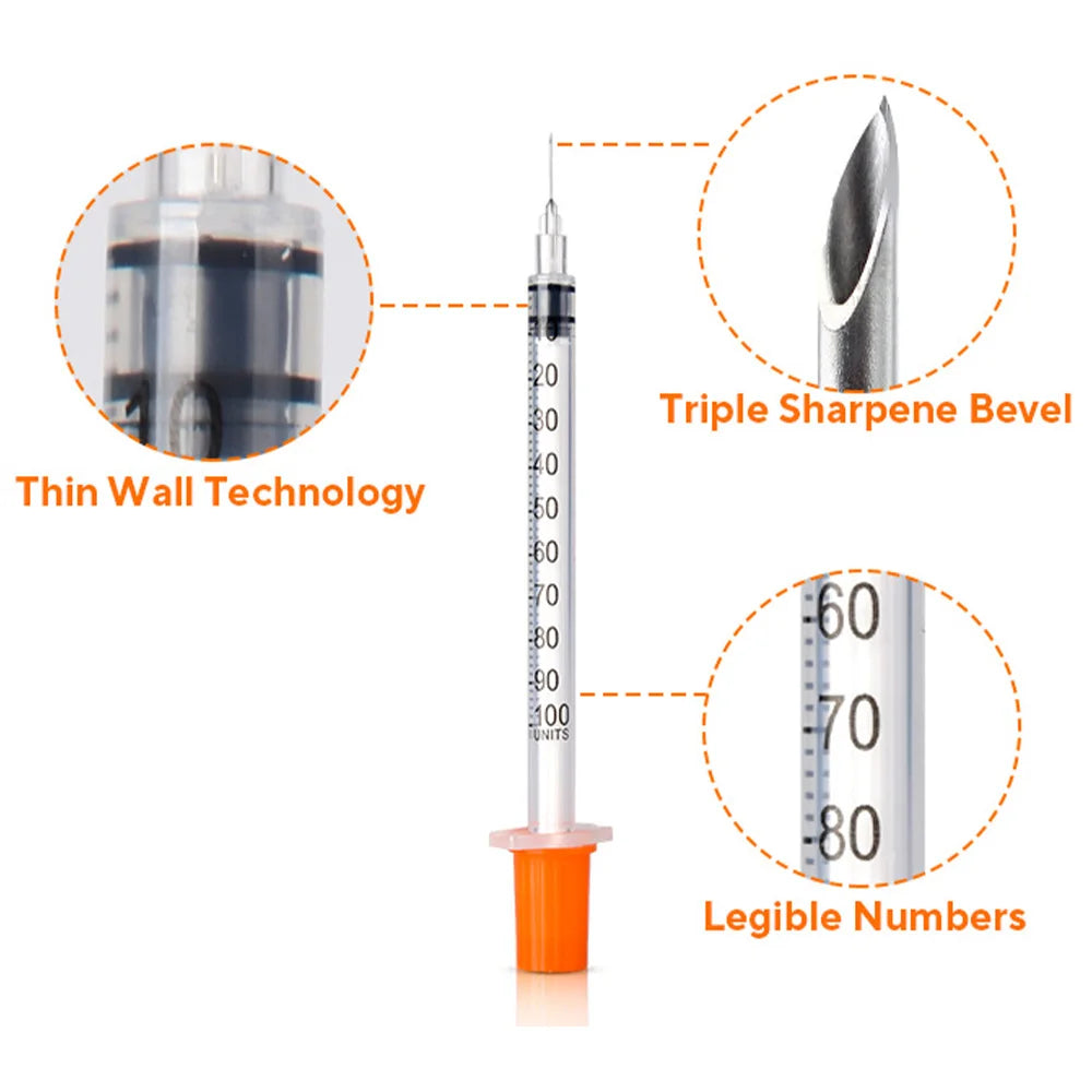 30Pcs 0.5Ml/1Ml Disposable Plastic Veterinary Syringes with Needles,