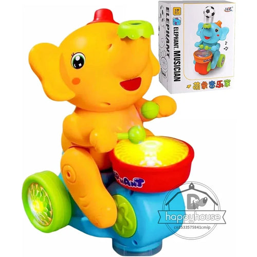 Musical Walking Elephant Drummer Toys for  Kid Musical Toy with LED