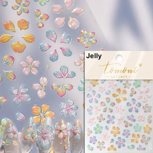 1piece 5Dcute tulip flower nail stickers high quality self-adhesive
