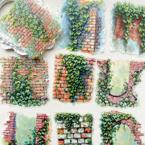 10pcs Plant Flowers Sticker PET Material Junk Journal Hand Account DIY