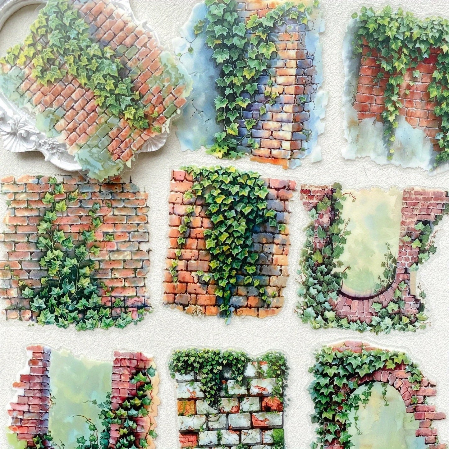 10pcs Plant Flowers Sticker PET Material Junk Journal Hand Account DIY