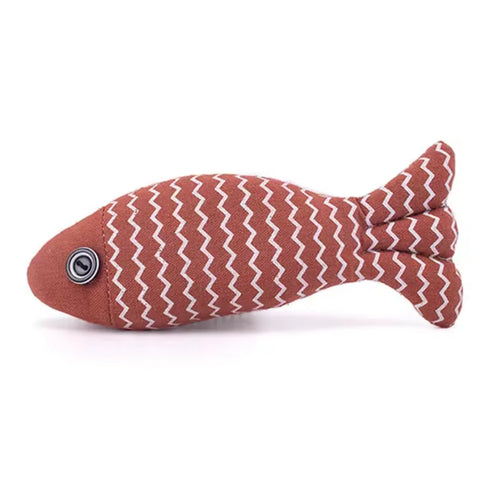 1pc Pet Toys Cat Chew Toys Linen Fish Pillow Chew Training Toy