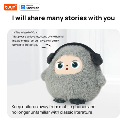 AI Plush Toy W/Smart Voice&LED Eyes,Interactive Companion for