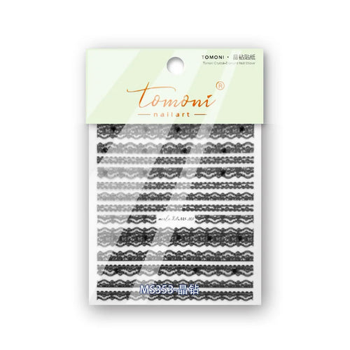 5D black and white lace stripe nail art sticker high quality comes