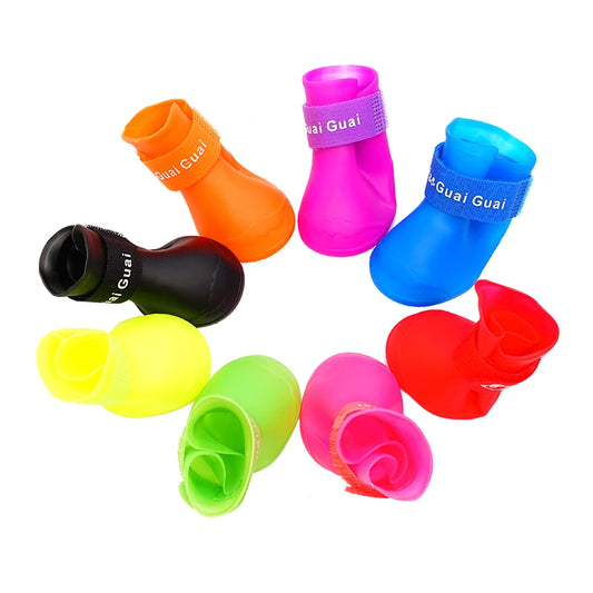 Pet silicone rain shoes anti-dirty non-slip waterproof dog shoes soft