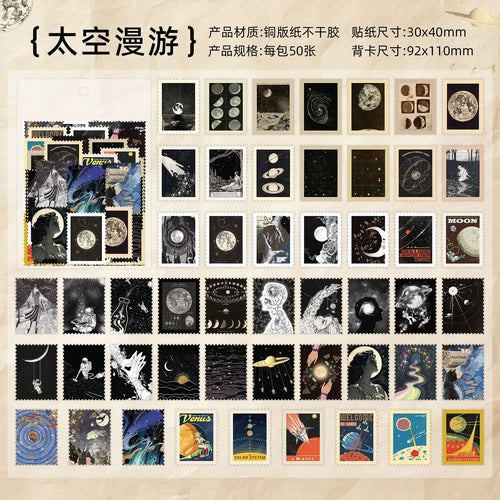 50 sheets Philatelic museum series Postage stamp theme stickers
