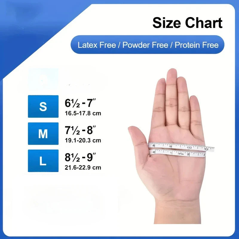 10/20/50/100PCS Blue Nitrile Gloves Disposable Waterproof Blue Gloves