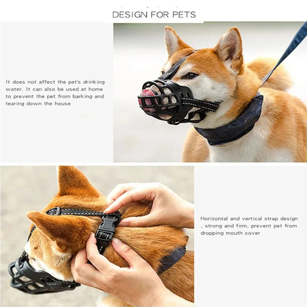 Soft Silicone Pet Dog Muzzle  Anti-biting Chewing Mask Breathable