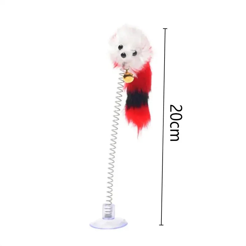 Cartoon Pet Cat Toy Stick Feather Rod Mouse Toy With Mini Bell Cat