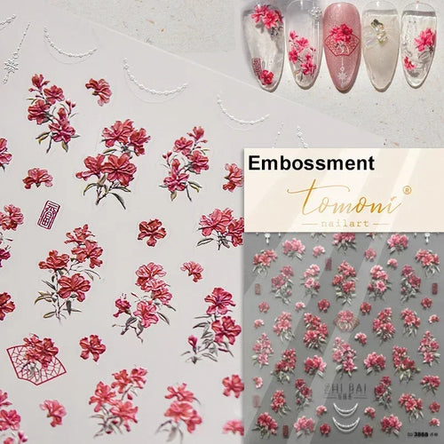 1piece 5Dcute tulip flower nail stickers high quality self-adhesive