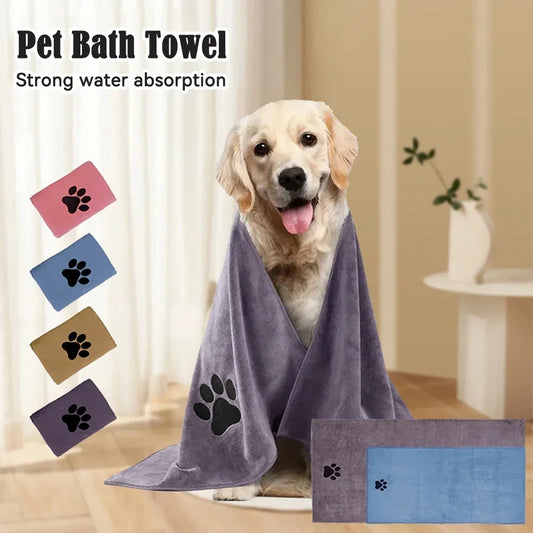 3 Size Options Microfiber Pet Bath Towel Embroidered Super Soft