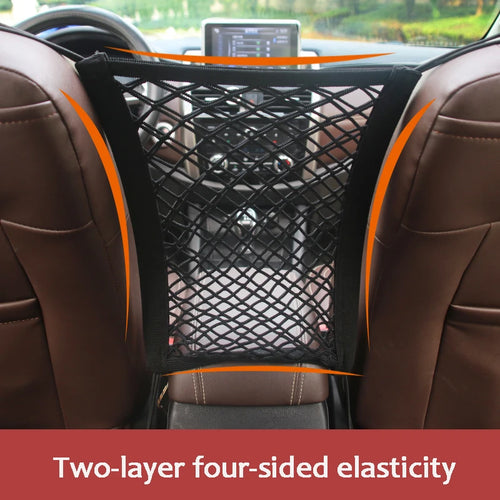 Car Storage Net Bag Between Seats Car Divider Pet Barrier Stretchable