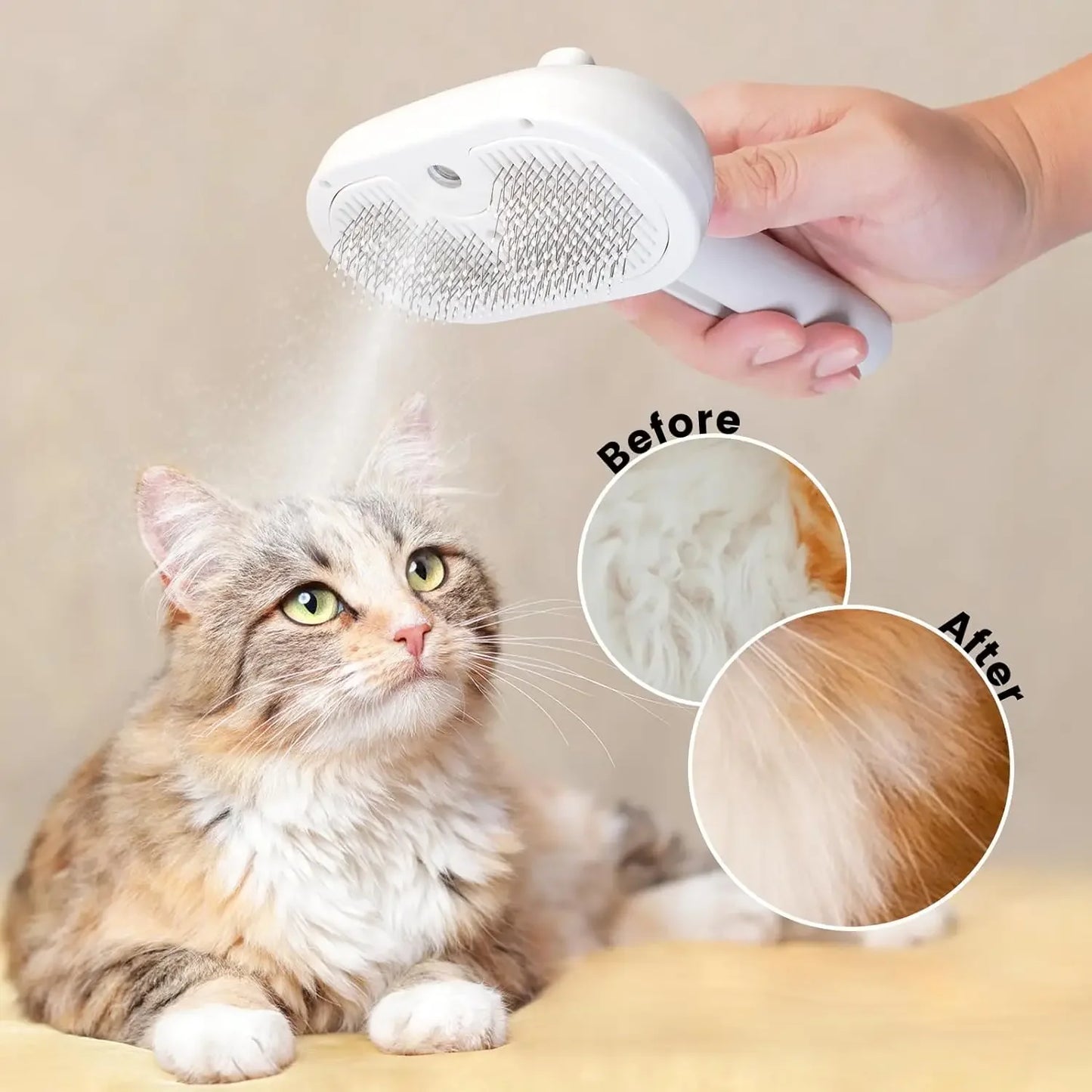 Upgraded Pet Spray Grooming Comb Steamy Floating Hair Removal Cleaning